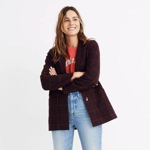 Madewell Dorset Blazer in Maroon Windowpane (Size S)